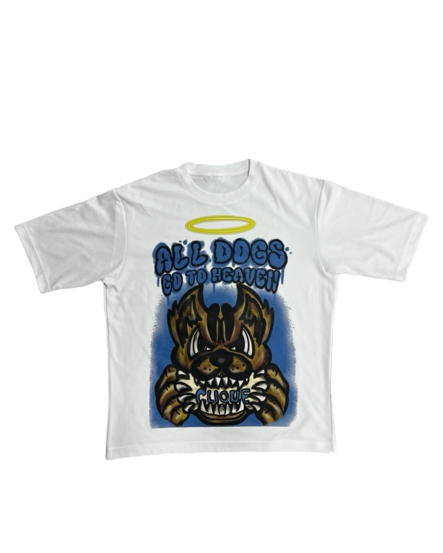 ALL DOGS GO TO HEAVEN TEE BLUE