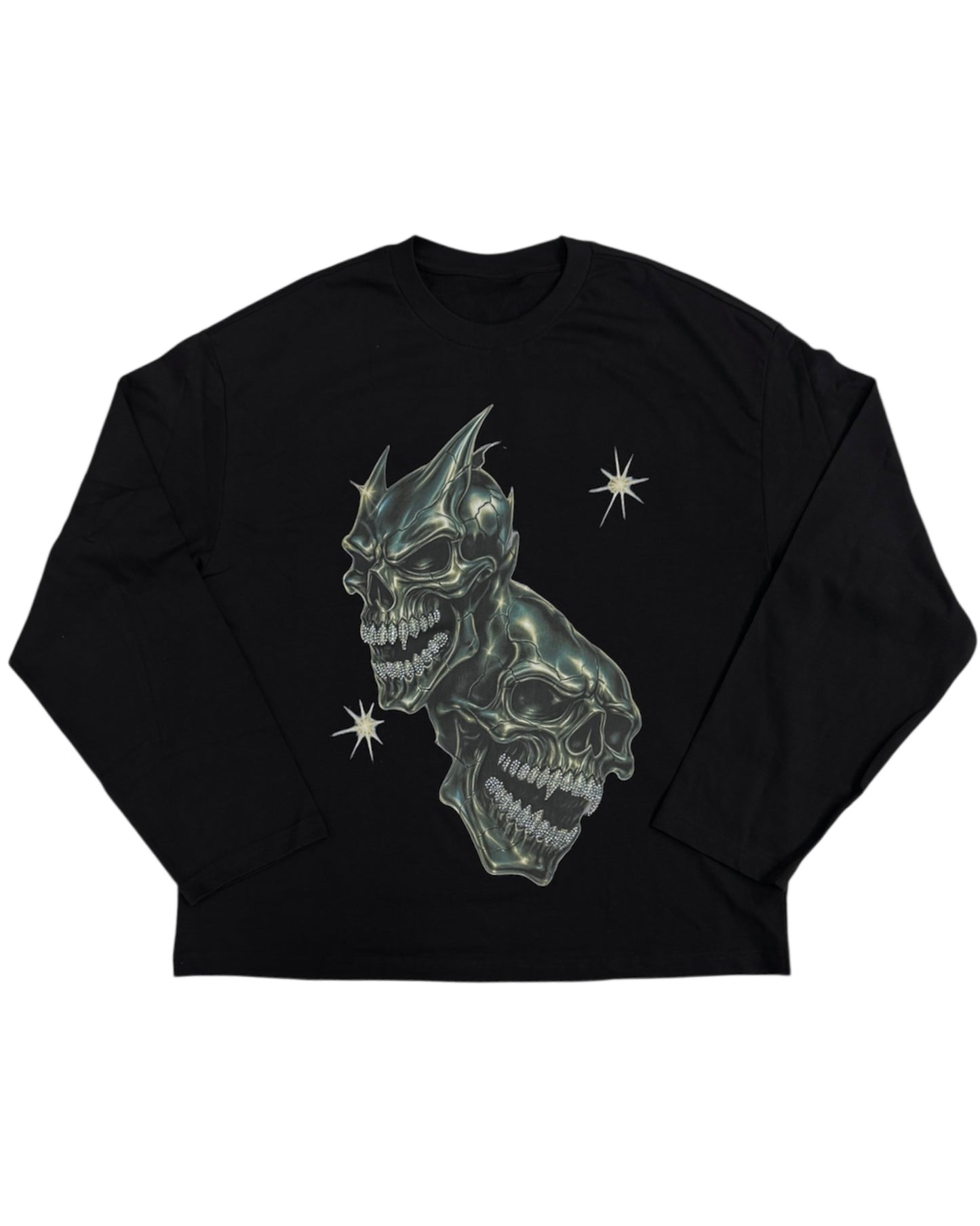 2 FACED RHINESTONE GRILLS LONG SLEEVE TOP